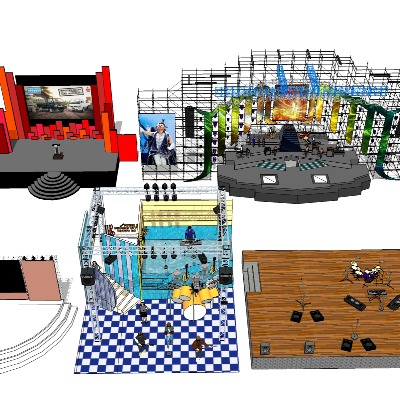  舞台演唱会 演讲台 晚会舞台su模型下载 