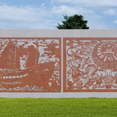  现代党建文化景墙su模型下载 