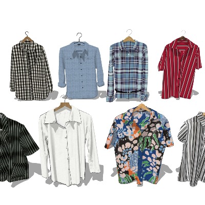  男士服饰 沙滩花衬衫 衣服 服饰su模型下载 