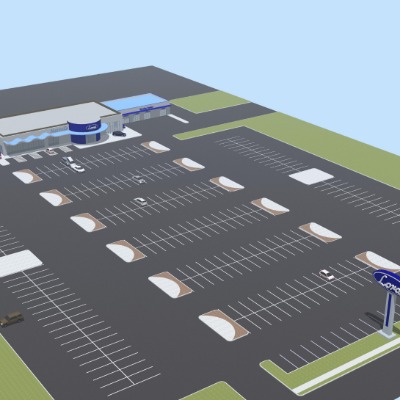  现代露天停车场su模型下载 