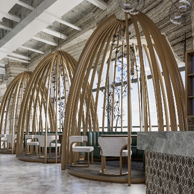  简欧主题餐厅su模型下载 