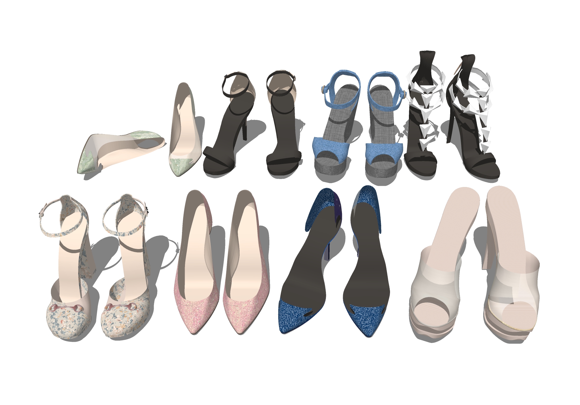  女士高跟鞋 鞋子凉鞋su模型下载 