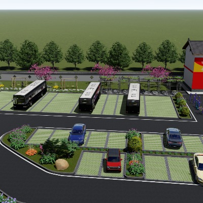  停车场 广场景观 公园su模型下载 