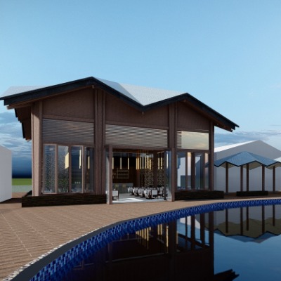  新中式主题餐厅su模型下载 