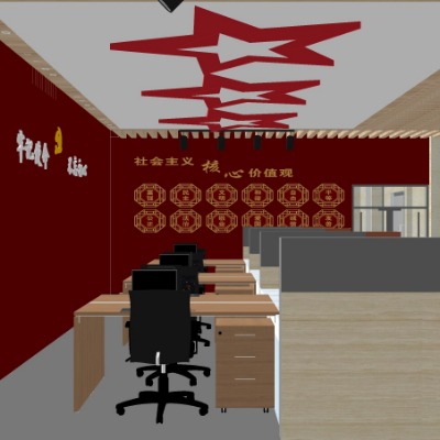  现代党政办公室su模型下载 