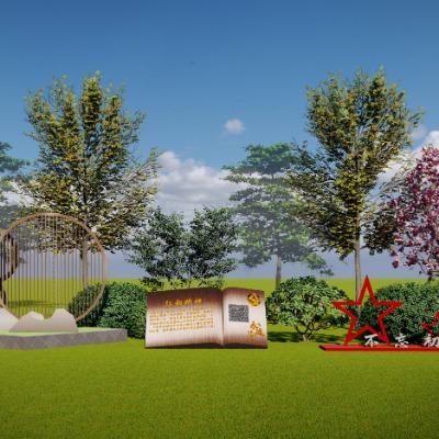  现代党建雕塑小品su模型下载 