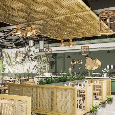  东南亚餐厅su模型下载 