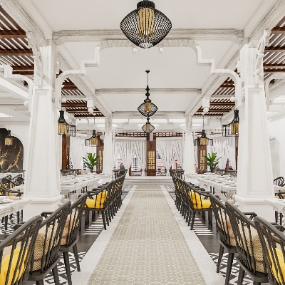  法式主题餐厅su模型下载 