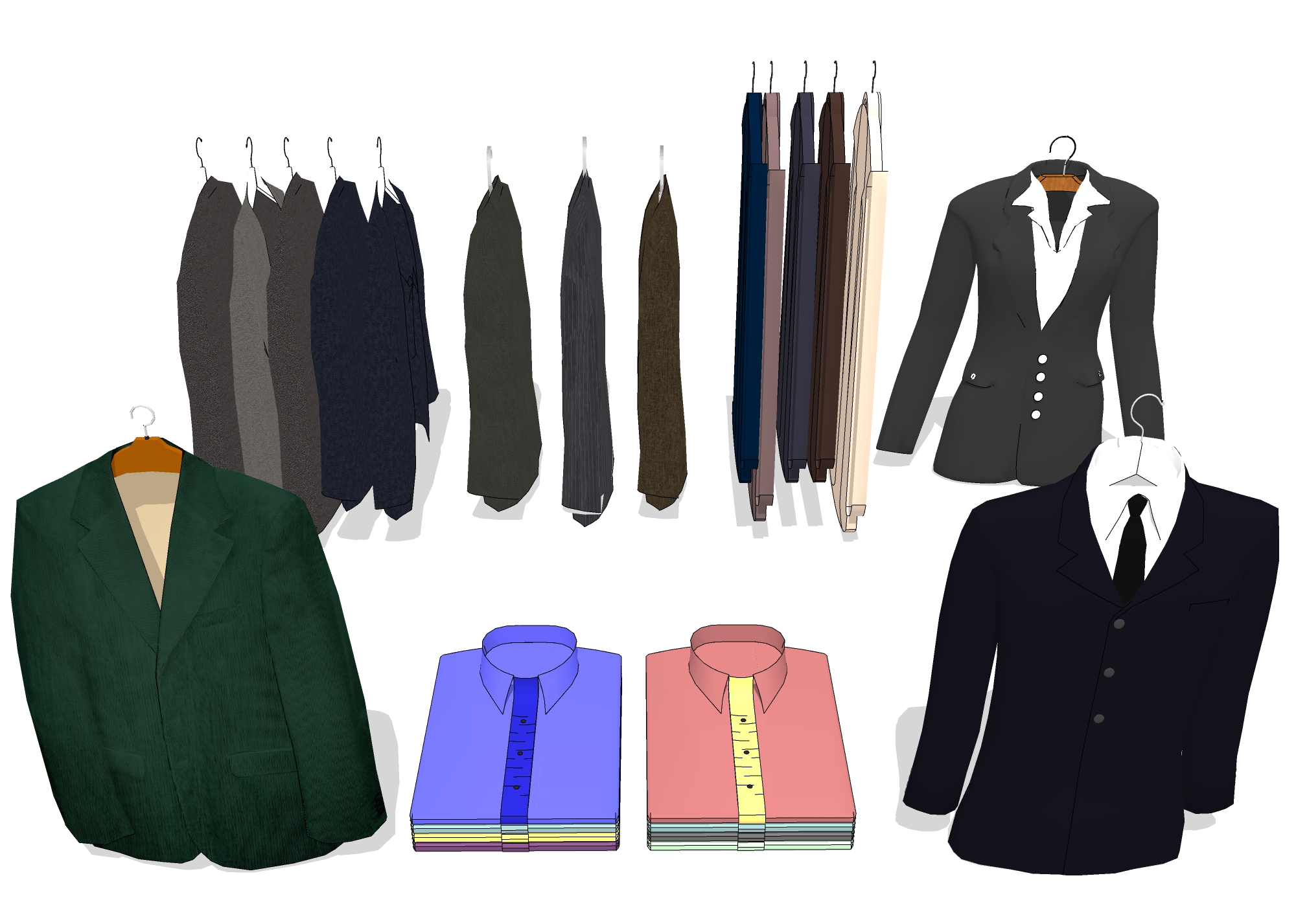  西装外套 衬衫服饰su模型下载 