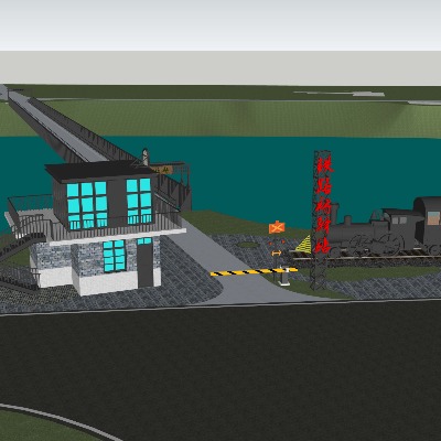  现代驿站游客中心su模型下载 