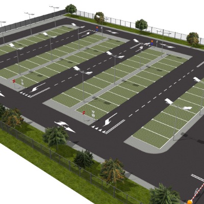  现代露天停车场su模型下载 