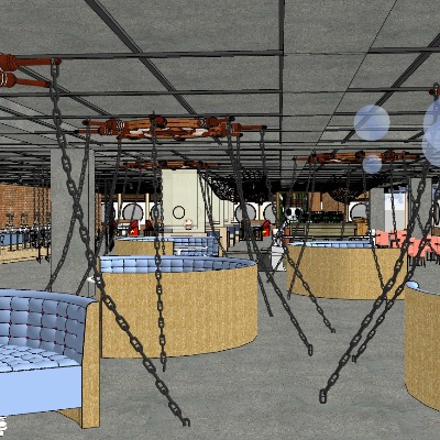  现代海洋主题餐厅su模型下载 