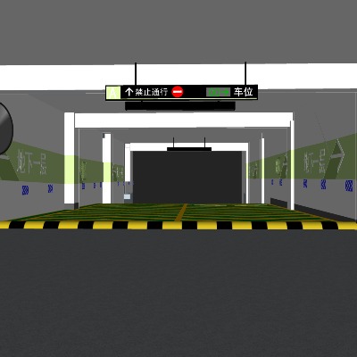  现代地下停车场su模型下载 