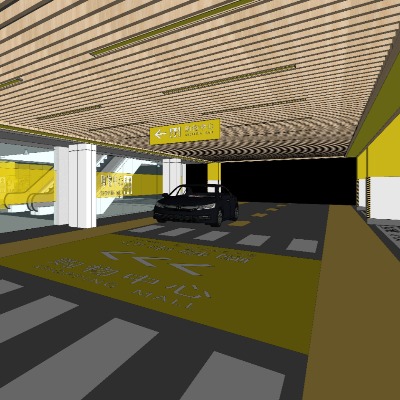  现代停车场 地下车库su模型下载 