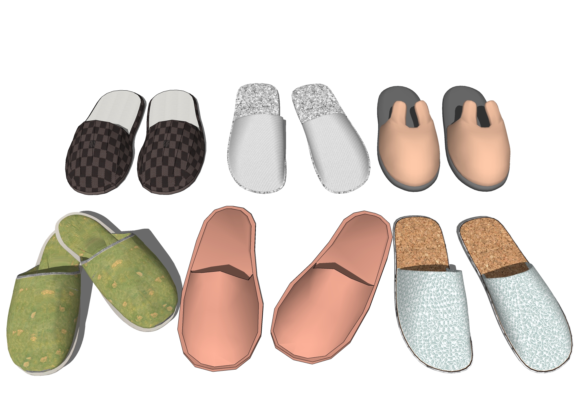  棉拖毛拖 家具拖鞋su模型下载 