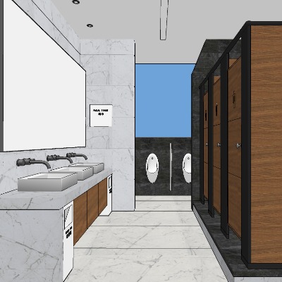  现代公用卫生间su模型下载 