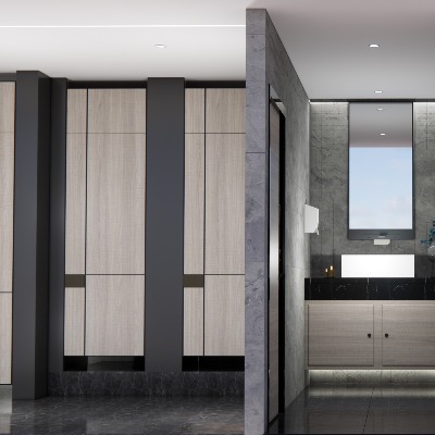  现代公共卫生间su模型下载 