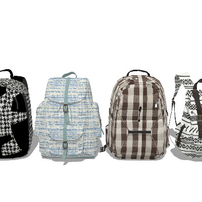  旅游双肩包 书包 背包su模型下载 