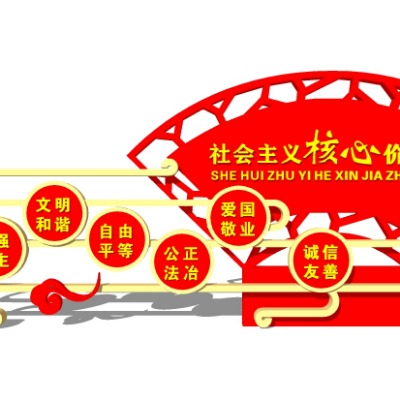  现代社会主义核心价值观宣传栏su模型下载 