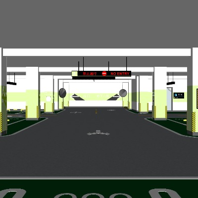  现代地下停车场su模型下载 