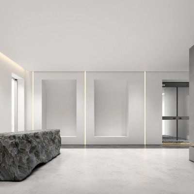  现代办公前台su模型下载 