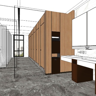  现代公共卫生间su模型下载 