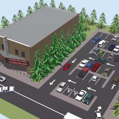  现代露天停车场su模型下载 