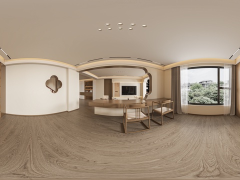  中古风原木客餐厅 