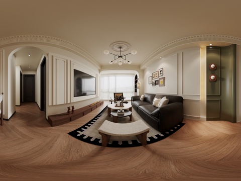  法式中古风客餐厅全景 