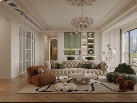  法式别墅 样板间 最新全套施工图 效果图合集cad施工图 