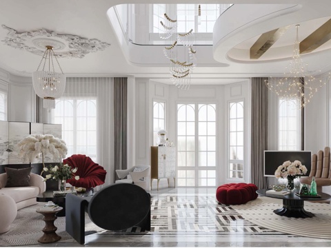  法式别墅 样板间 最新全套施工图 效果图合集cad施工图 