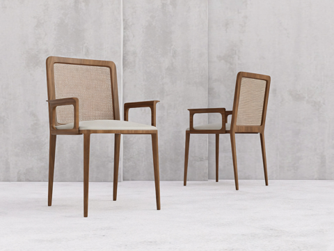 现代简约椅子 餐椅 单人椅 软包坐垫su模型su模型