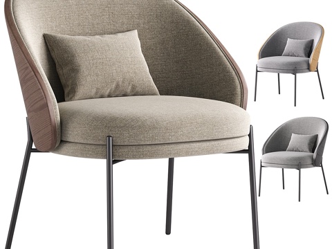  现代意式布艺皮革单椅3d模型 