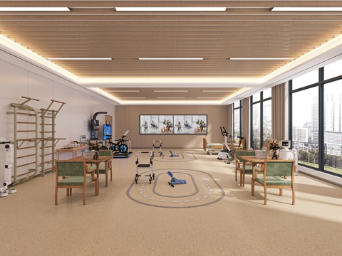  现代康复养老教室3d模型 