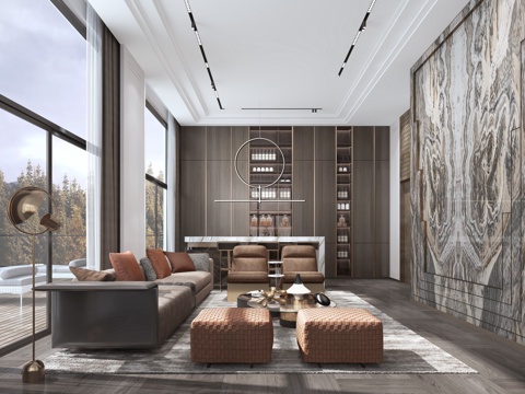  轻奢别墅 样板间 最新全套施工图 效果图合集cad施工图 