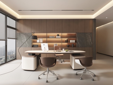  现代风格老板办公室3d模型 