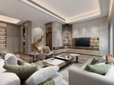  轻奢大平层 样板间 最新全套施工图 效果图合集cad施工图 