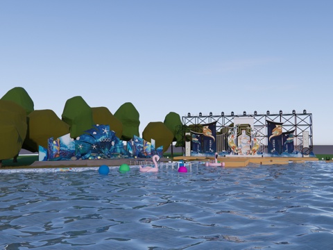  活动美陈室外舞台su模型 