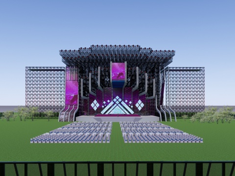  活动美陈舞台su模型 