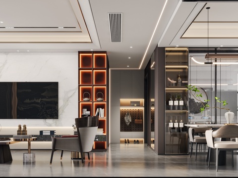  新中式大平层 样板间 最新全套施工图 效果图合集cad施工图 