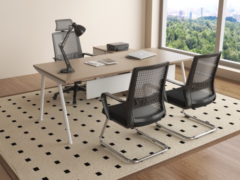 现代办公桌椅 经理办公桌 会议桌椅su模型