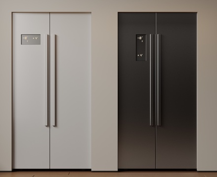 现代极简冰箱 双开门冰箱 简约冰箱柜 中古冰箱 意式冰箱 厨su模型