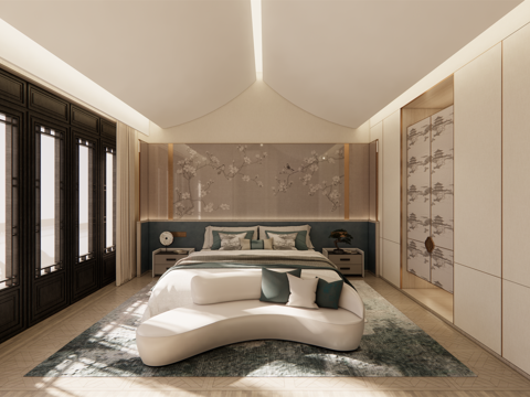  新中式别墅 样板间 最新全套施工图 效果图合集cad施工图 