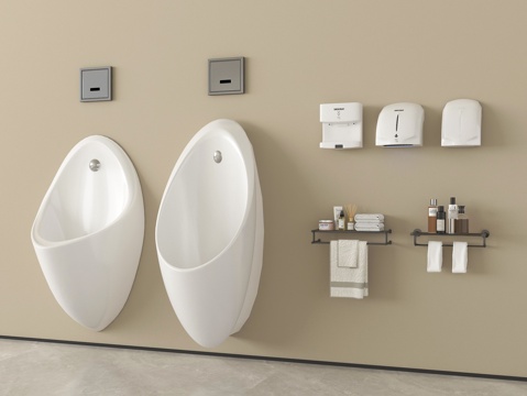  现代小便斗 小便器 小便池su模型 