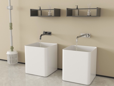  现代拖把池 拖布池 墩布池 拖把 卫浴小件3d模型 