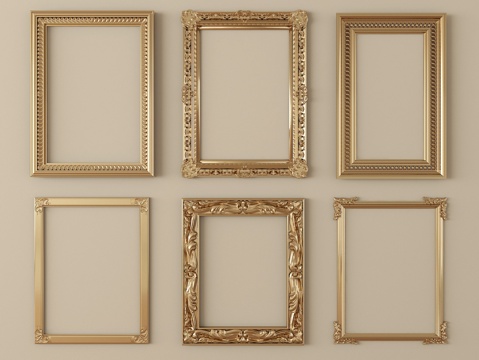  欧式画框组合3d模型 