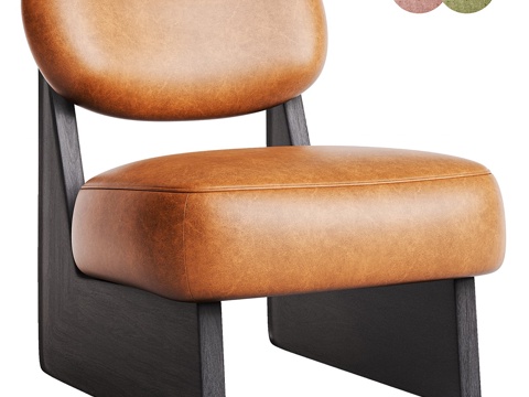  现代意式 Solange 布艺皮革休闲椅3d模型 