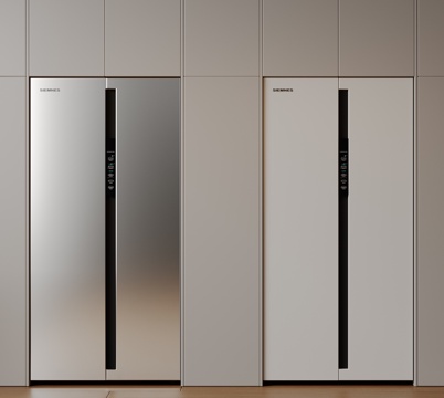  现代极简冰箱 双开门冰箱 简约冰箱柜 中古冰箱 意式冰箱 厨3d模型 