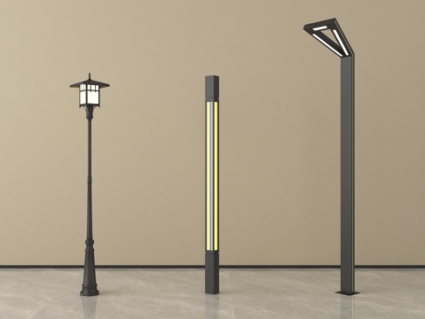 新中式景观灯 高杆灯 路灯 园林景观灯 户外灯su模型