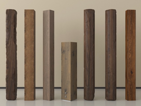  现代柱子 老木头柱子 木板 木梁3d模型 